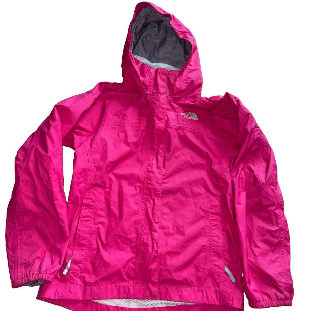 North Face Hyvent Girls Medium 10/12 Pink Hooded Windbreaker Rain Jacket Coat - Picture 2 of 7